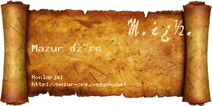 Mazur Örs névjegykártya